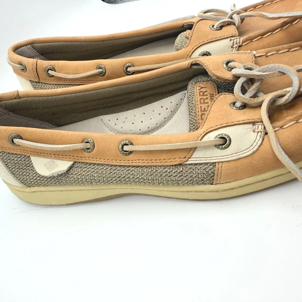 Sperry‎ Top-Sider Angelfish Boat Shoes Leather Mesh Tan Womens 11M Brown